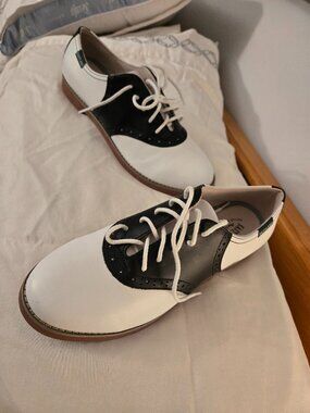 Eastland Women's Sadie Oxford shoes in black and white.